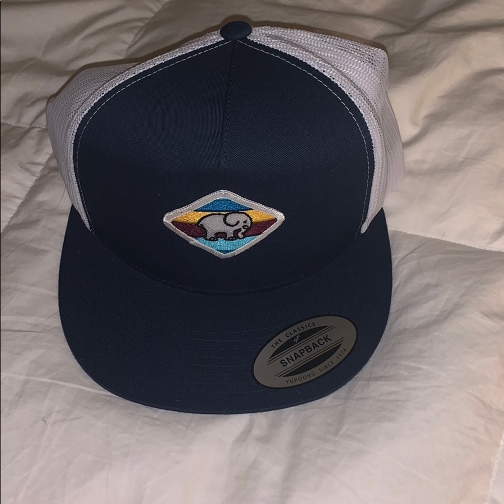 New ivory Ella navy SnapBack hat